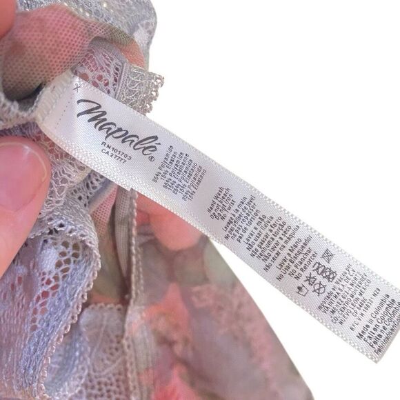 Mapale bodysuit nightie lace up back lace trim floral size 1X/2X - Picture 7 of 8